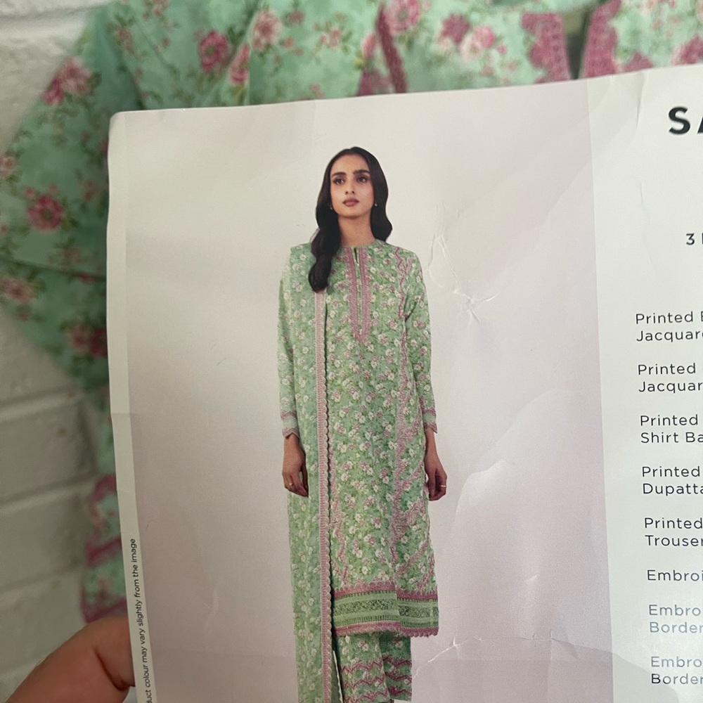 Green Floral Embroidered Suit